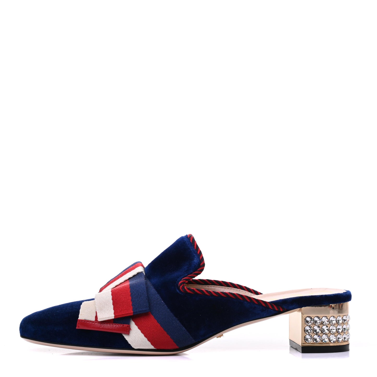 Velvet Crystal Sylvie Bow Mules 38.5 Cobalt Blue