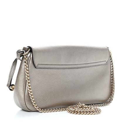 Gucci Metallic Pebbled Calfskin Medium Soho Flap Crossbody Golden Beige 3 of 11