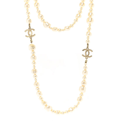 Chanel Pearl CC Long Necklace Light Gold 1 of 6