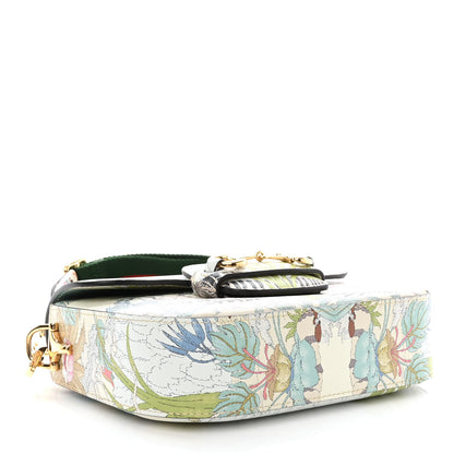 Gucci New Shangai Calfskin Tiger Savanah Web Mini Horsebit 1955 Shoulder Bag Chalky White Multicolor 4 of 10
