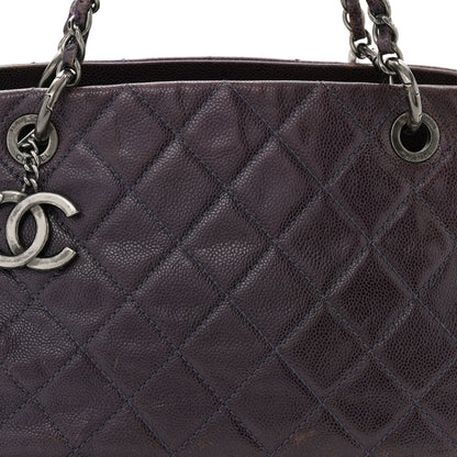 Chanel Iridescent Caviar Quilted Chic Shopping Tote Dark Purple 8 of 11