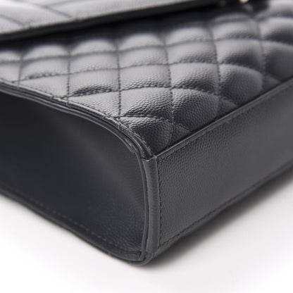 Saint Laurent Grain De Poudre Textured Mixed Matelasse Medium Triquilt Monogram Satchel Dark Smoke 6 of 10
