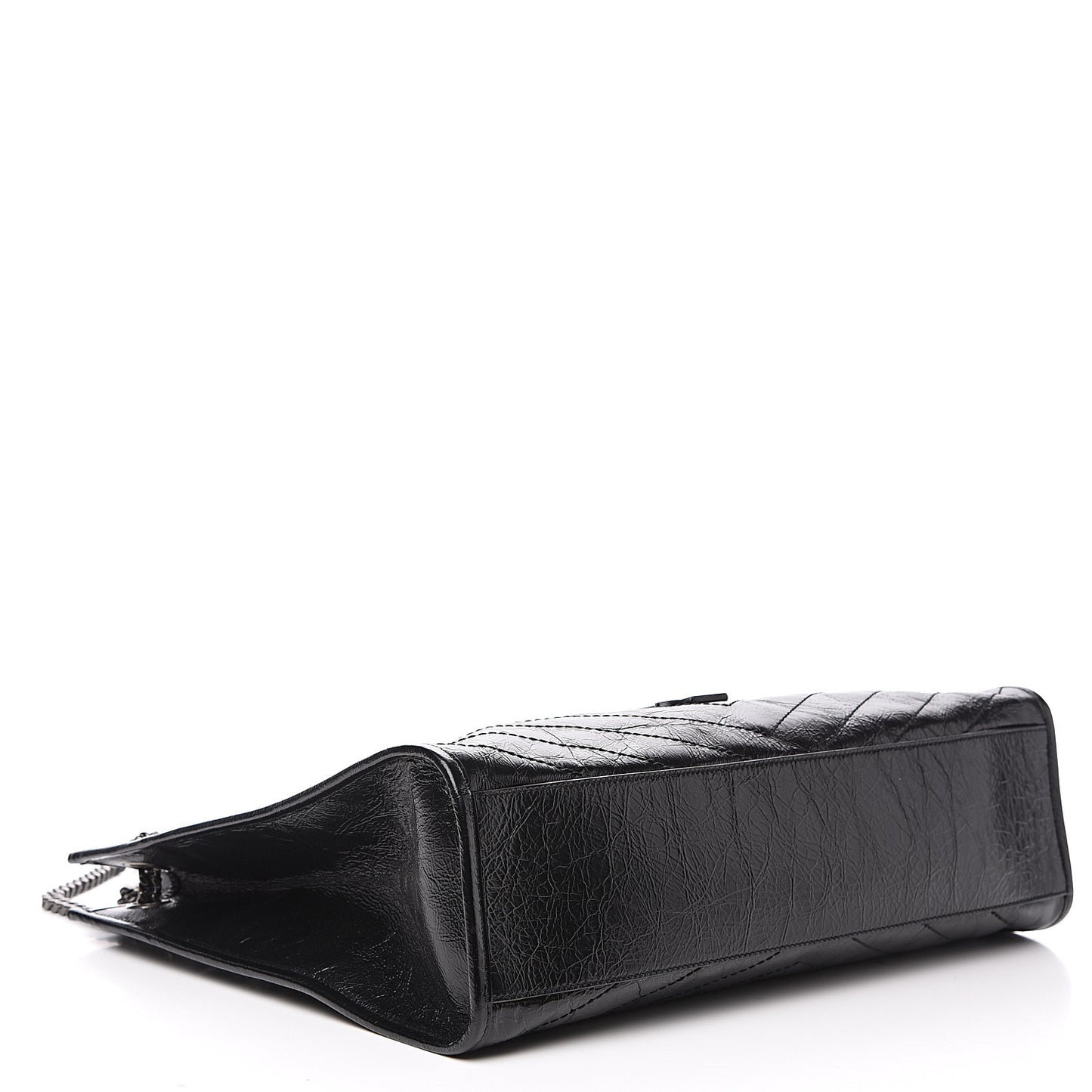 Crinkled Calfskin Matelasse Monogram Niki Shoulder Bag Black