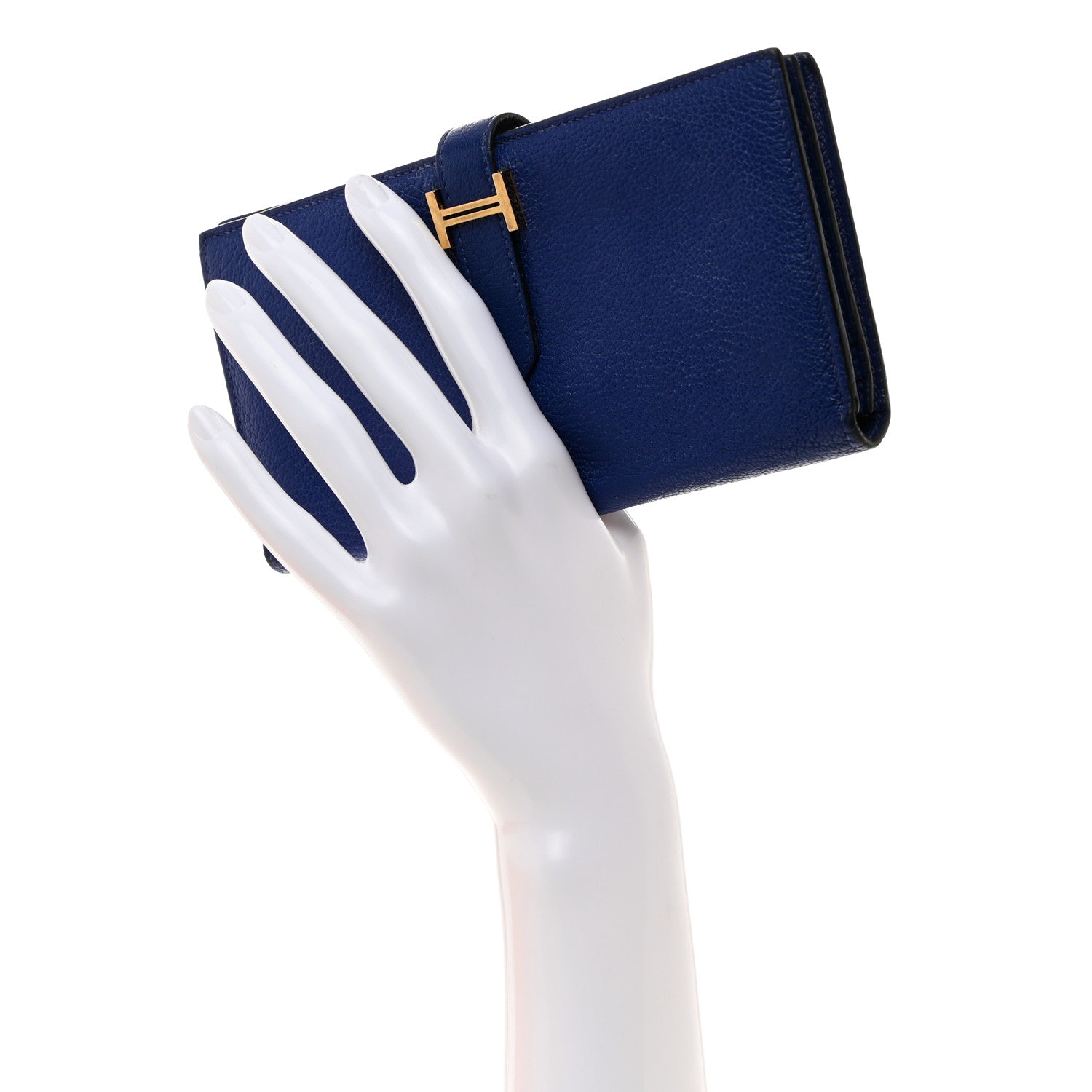 Hermes Chevre Mysore Bearn Gusset Wallet Bleu Electrique 2 of 13