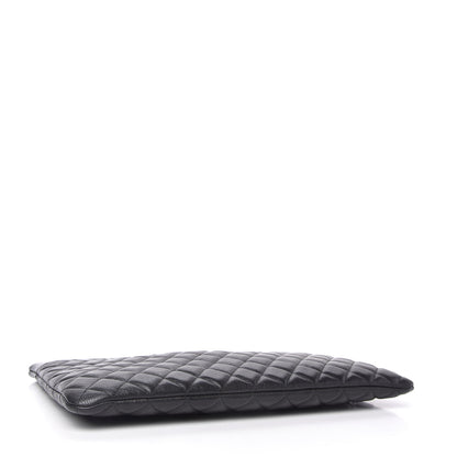 Chanel Sheepskin Quilted Large Vintage Mademoiselle Cosmetic Case Black 4 of 10