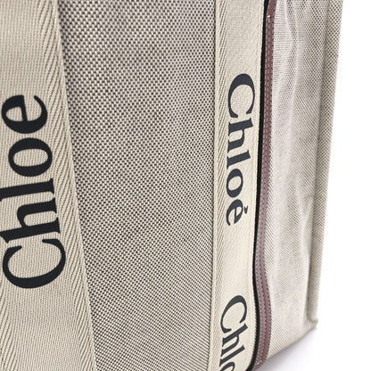Chloe Cotton Calfskin Large Woody Ribbon Tote White Brown 13 of 13