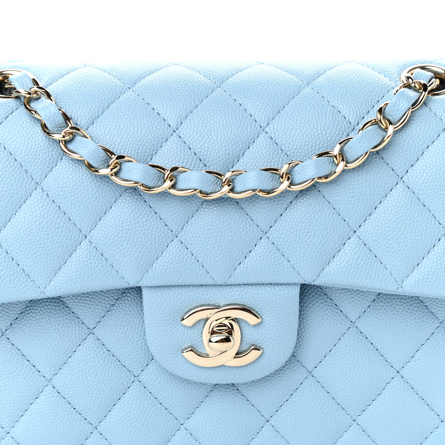 Chanel Caviar Quilted Small Double Flap Light Blue 7 of 10