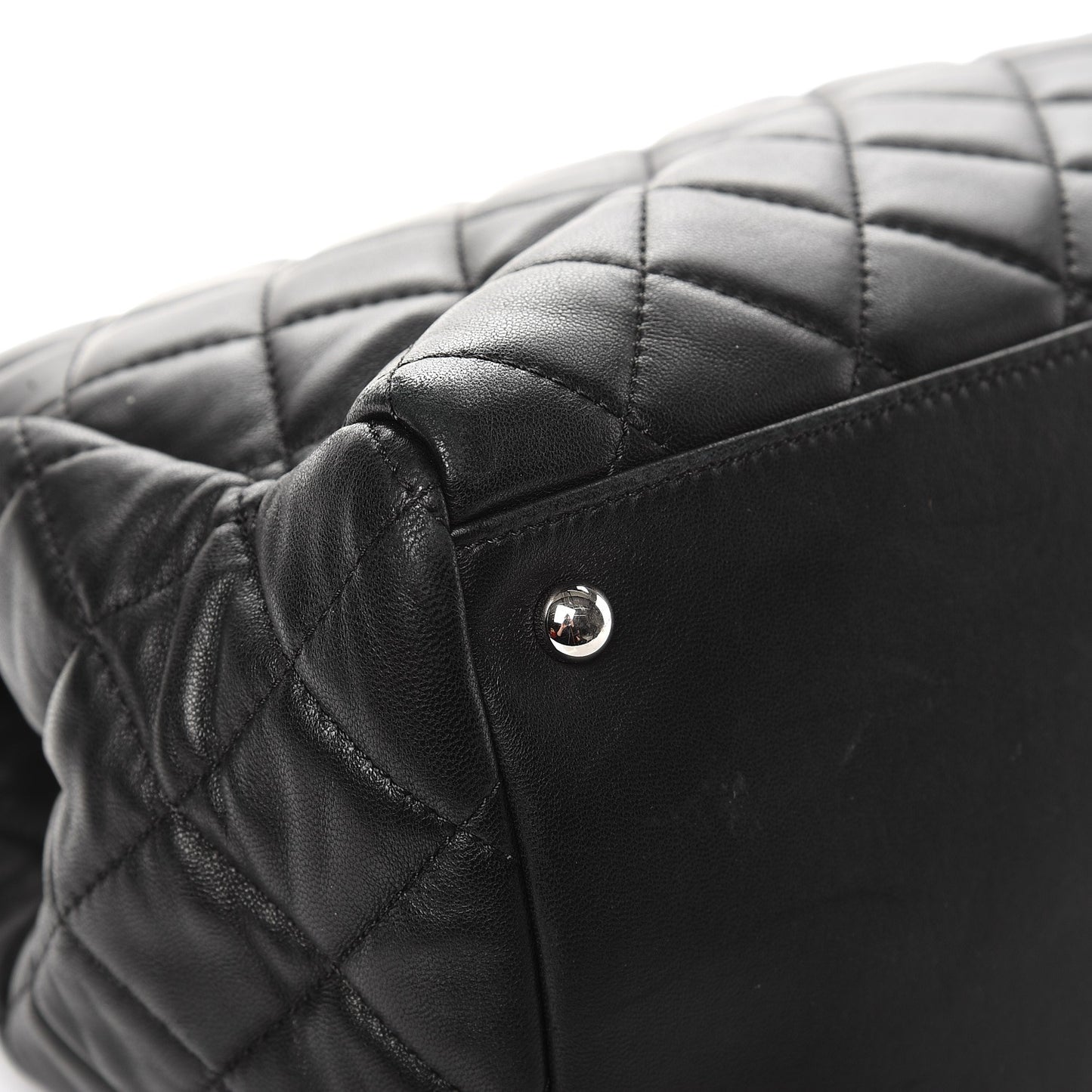 Lambskin Quilted 7 Large Tote Black
