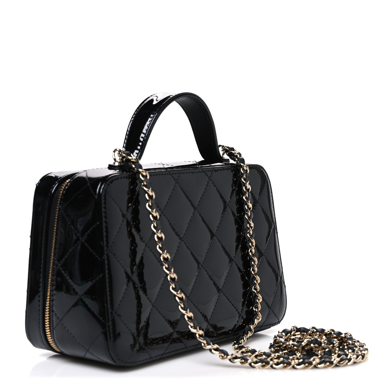 Chanel Patent Quilted Top Handle Vanity Case Black 2 of 9