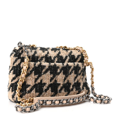 Chanel Tweed Houndstooth Quilted Medium Chanel 19 Flap Beige Black 3 of 11