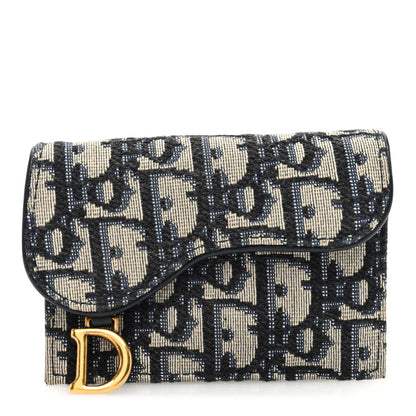 Christian Dior Oblique Saddle Card Holder Blue 1 of 7
