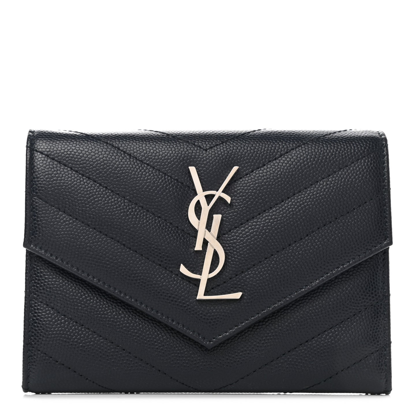 Grain De Poudre Matelasse Chevron Small Monogram Passport Case Deep Marine
