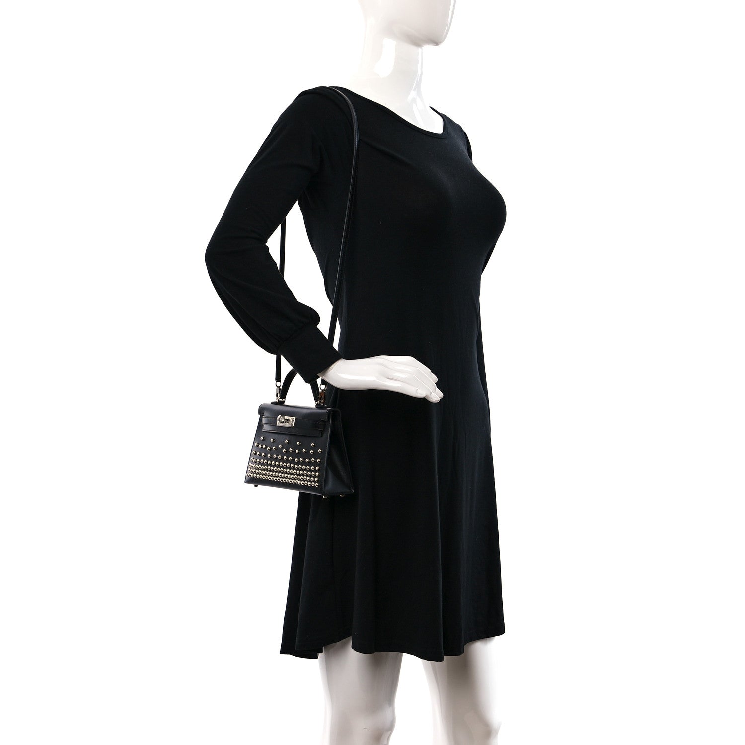 Hermes Box Studded Clouté Mini Kelly Sellier 20 Black 2 of 9