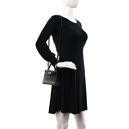 Hermes Box Studded Clouté Mini Kelly Sellier 20 Black 2 of 9