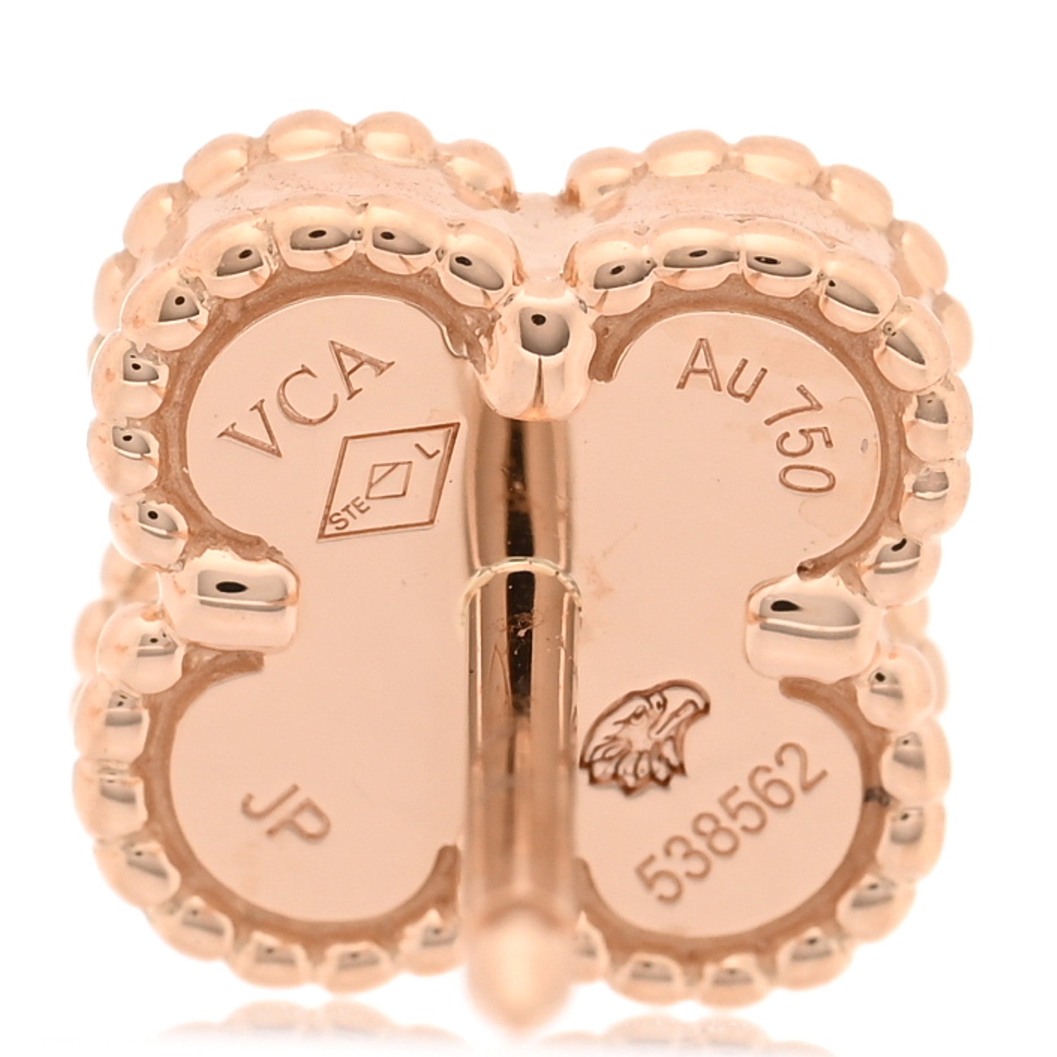 Van Cleef & Arpels 18K Rose Gold Carnelian Sweet Alhambra Earrings 4 of 5