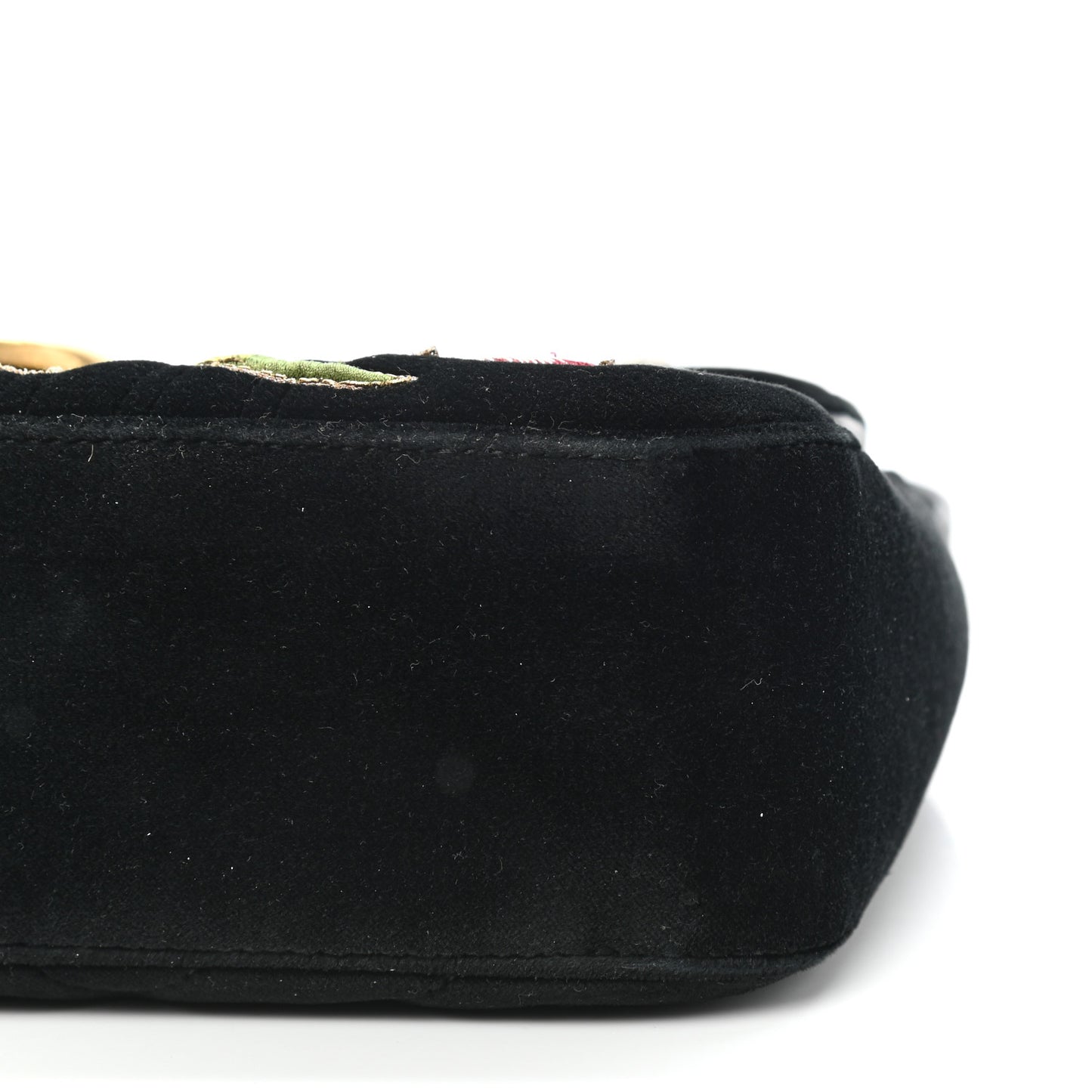 Velvet Matelasse Loved Embroidered Medium GG Marmont Shoulder Bag Black