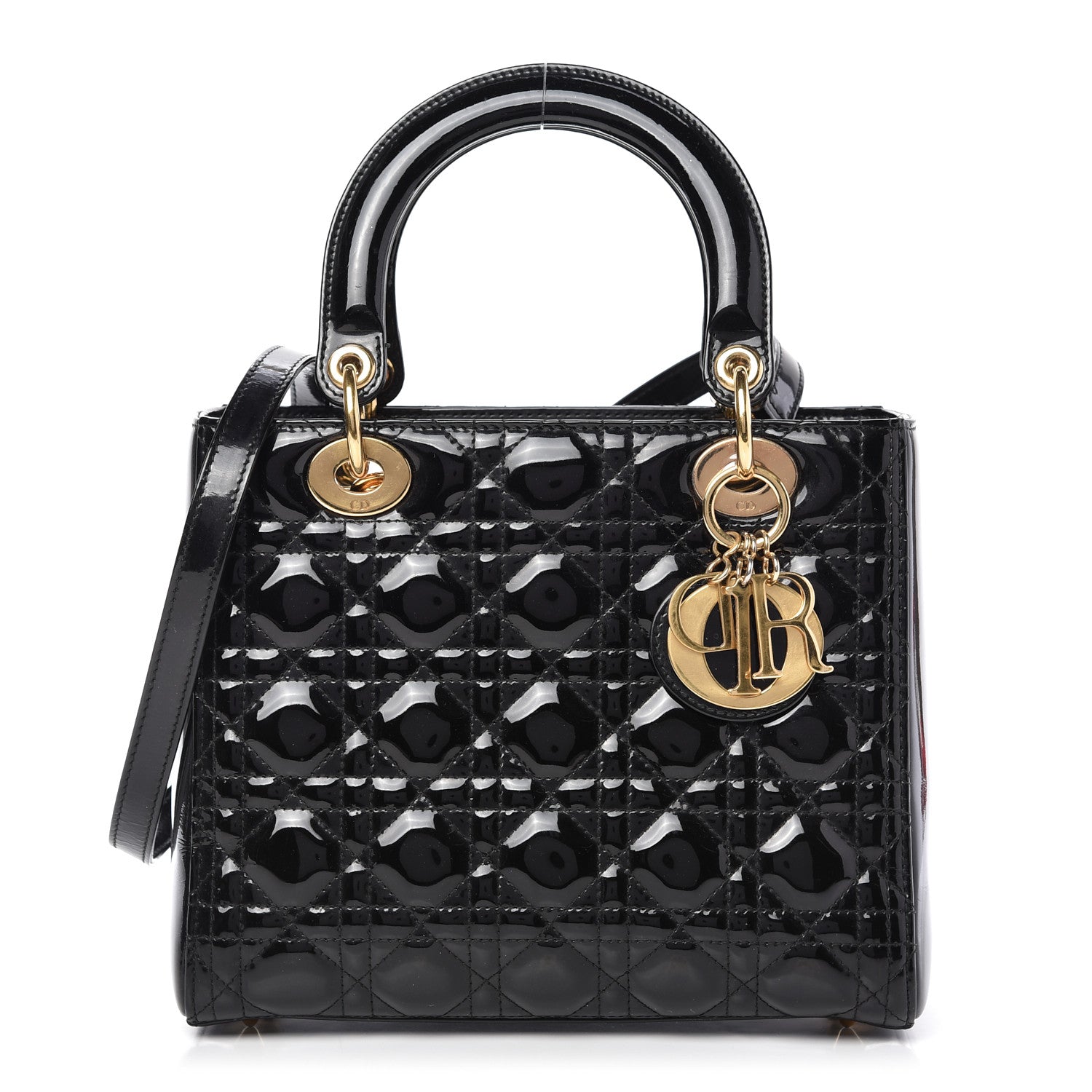 Christian Dior Patent Cannage Medium Lady Dior Black 1 of 9