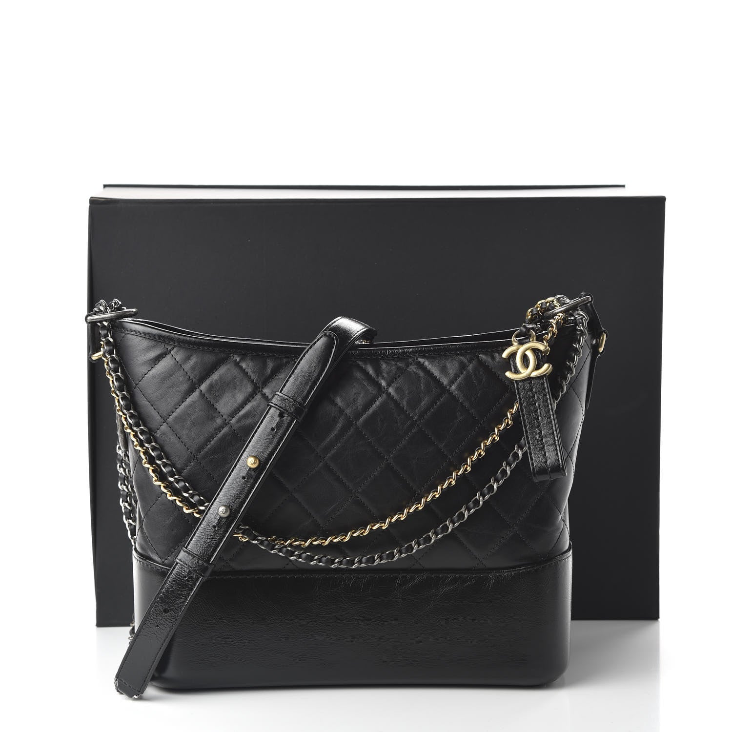 Chanel Aged Calfskin Quilted Medium Gabrielle Hobo Black 11 of 11