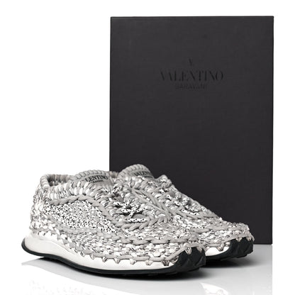Valentino Garavani Fabric Crochet Mens Low Top Sneakers 44 Pastel Grey 10 of 10