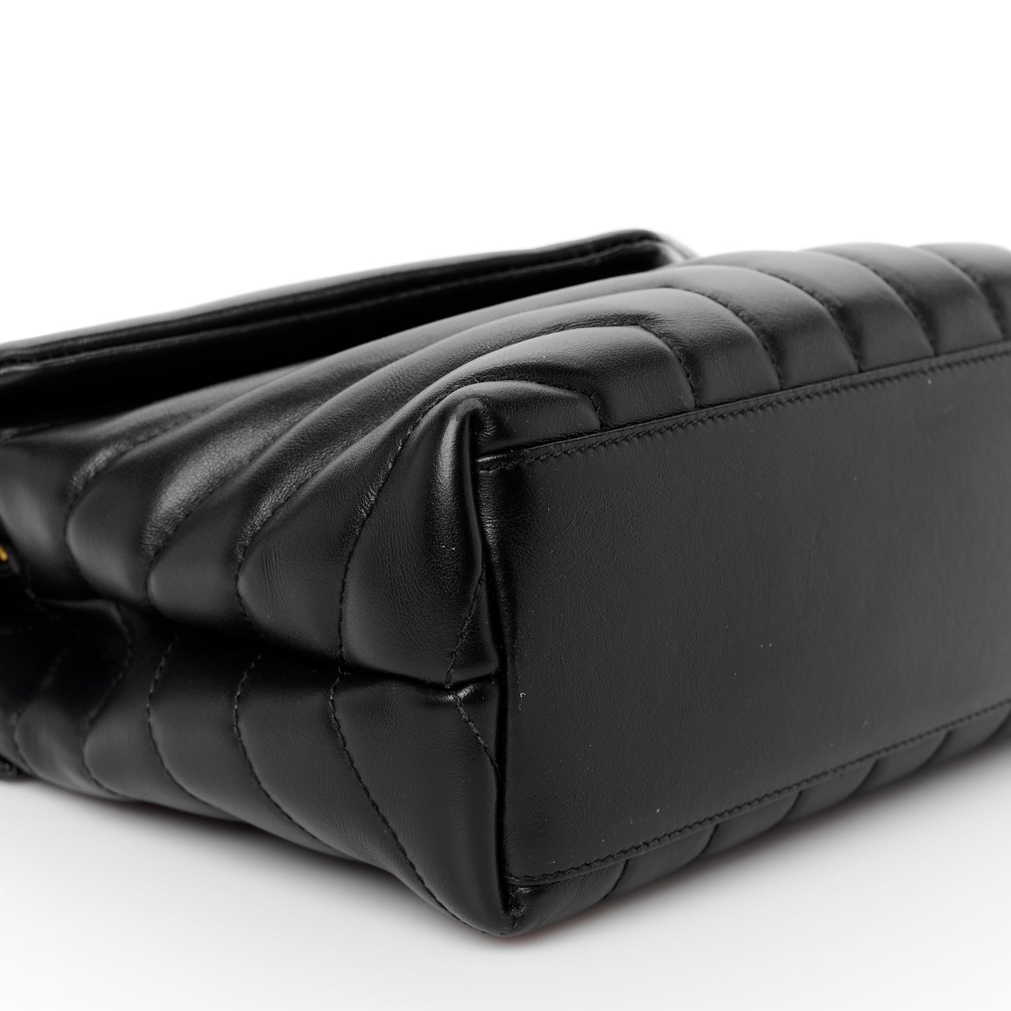 Calfskin Y Quilted Monogram Small Loulou Chain Satchel Black