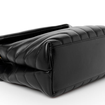 Saint Laurent Calfskin Y Quilted Monogram Small Loulou Chain Satchel Black 10 of 12