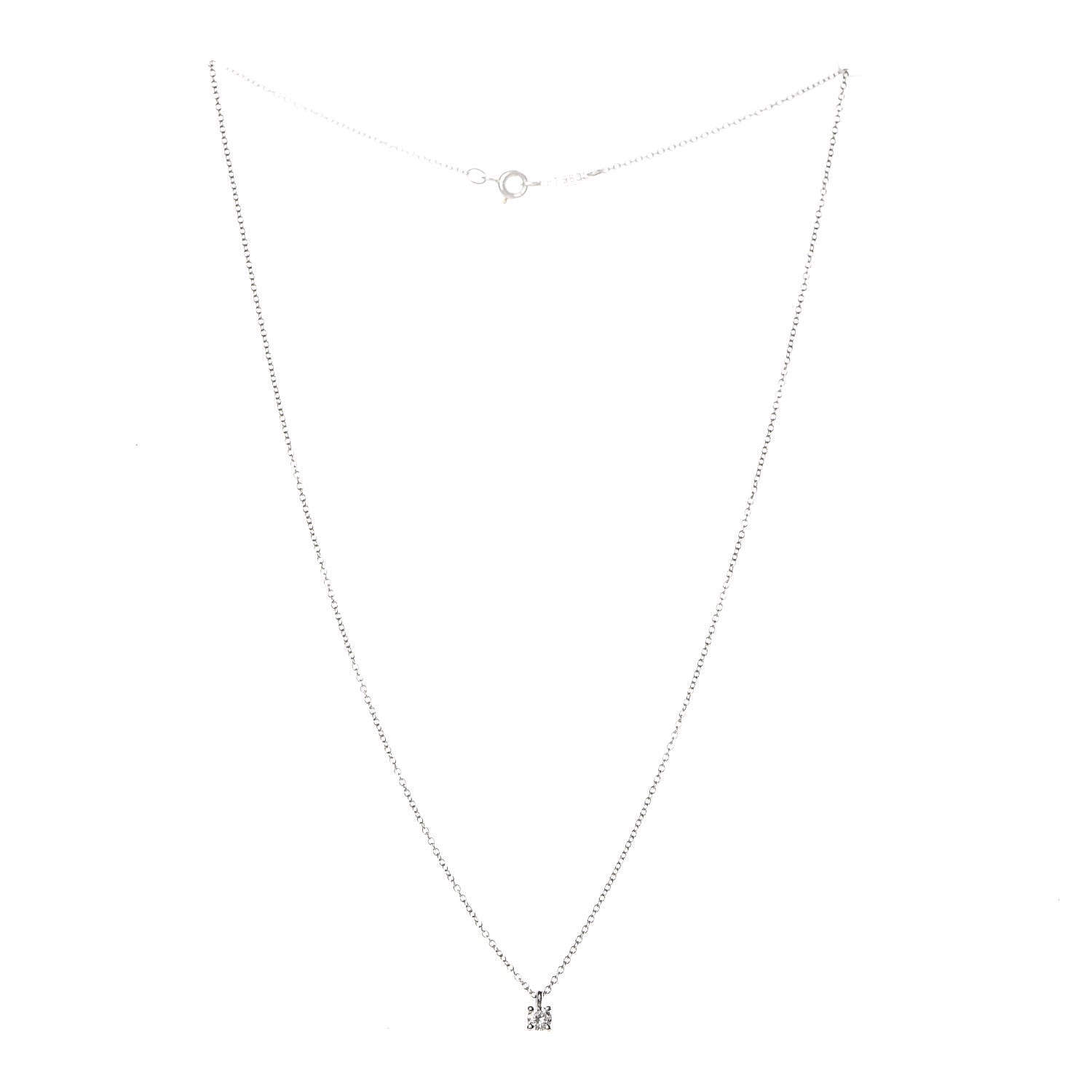Tiffany Platinum Diamond .17ct Solitaire Pendant Necklace 3 of 5
