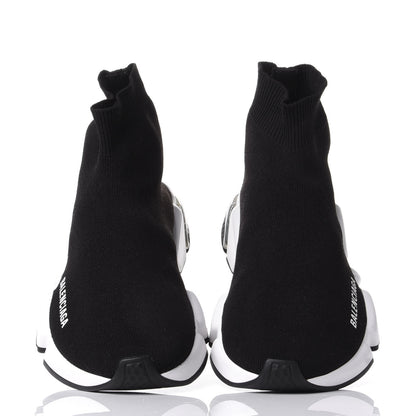 Balenciaga Neoprene Knit Womens Speed Clear Sole Sneakers 36 Black White 5 of 10