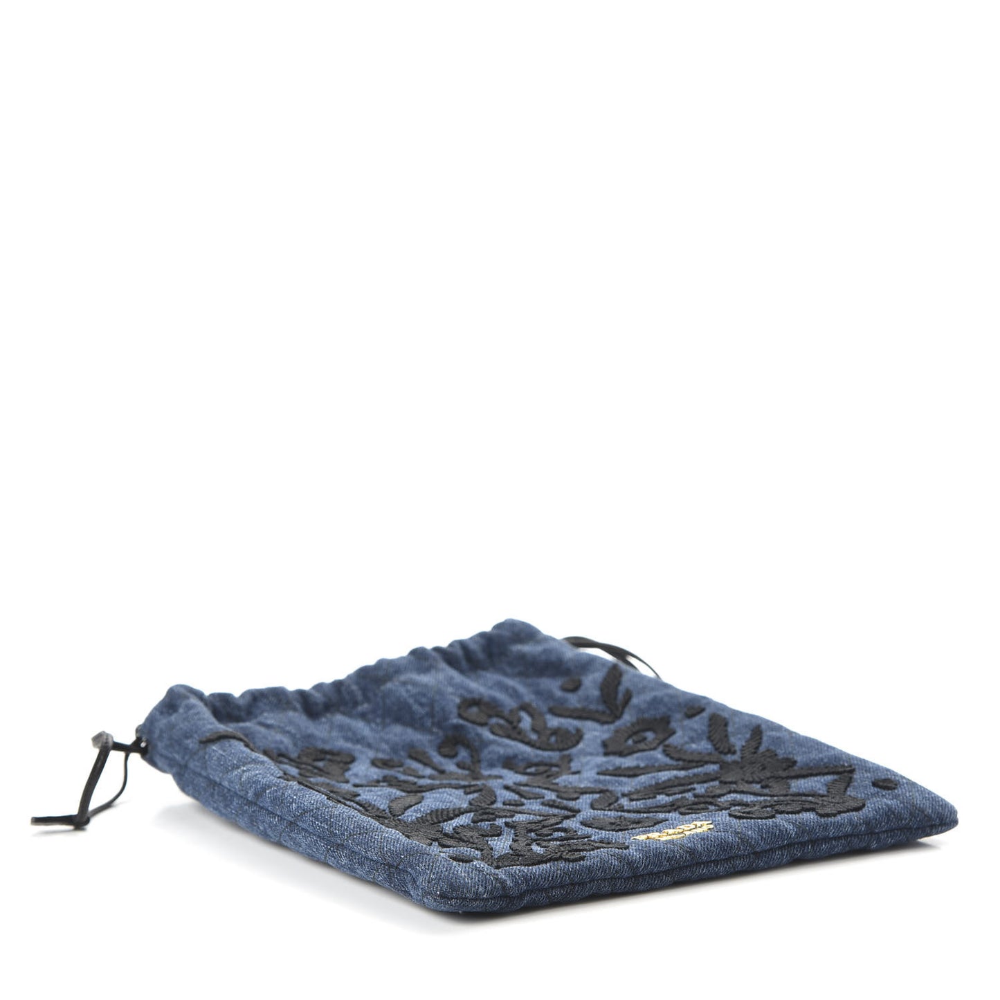 Denim Impuntura Drawstring Pouch Blue Black