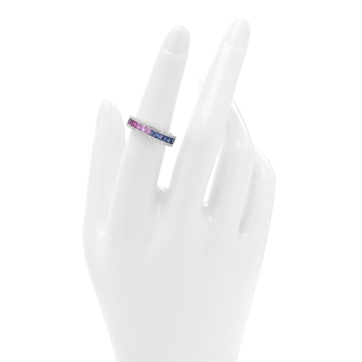 Parker & West by FASHIONPHILE 14K White Gold Diamond Blue Pink Sapphire .20ctw Band Ring 53 6.25 2 of 9
