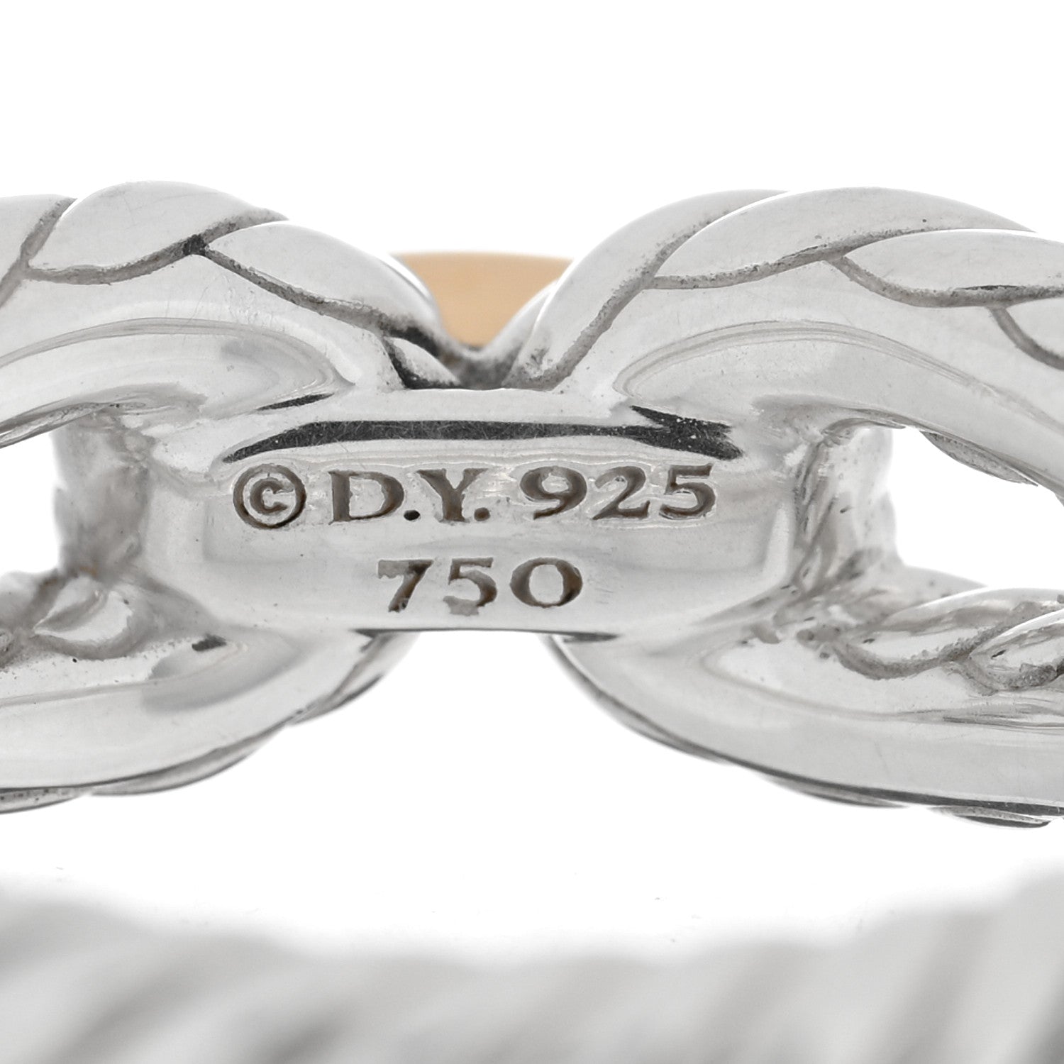 David Yurman Sterling Silver 18K Yellow Gold Cable Loop Ring 50 5.5 4 of 4