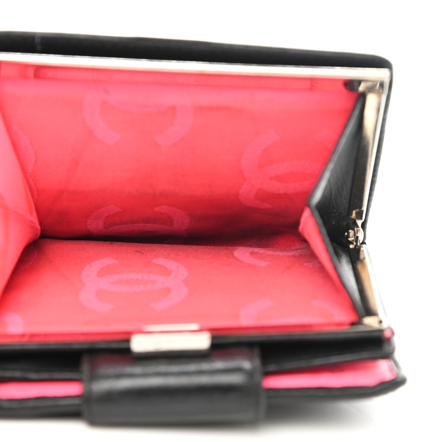 Calfskin Quilted Cambon Bi-Fold Wallet Black White