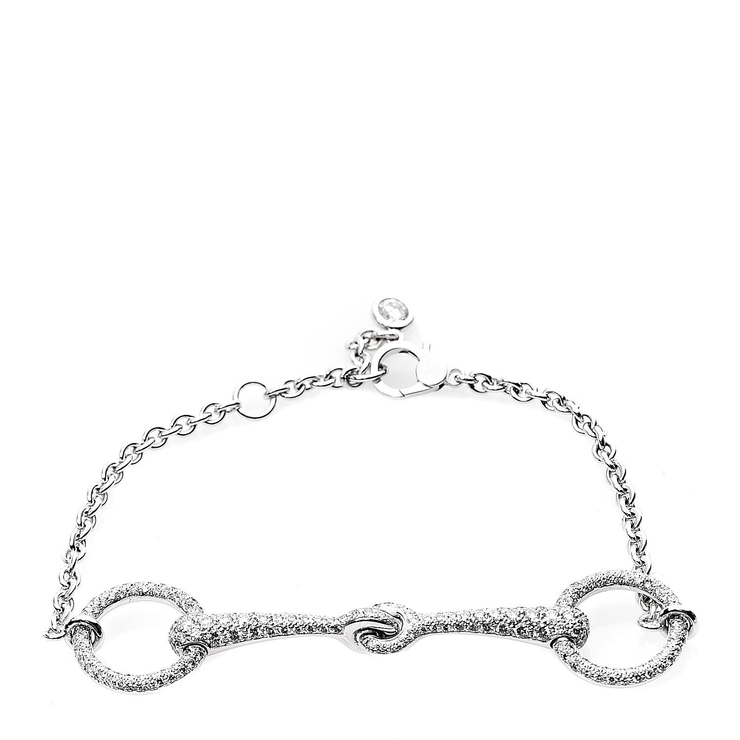 Hermes 18K White Gold Diamond TPM Filet d'Or Bracelet 1 of 5