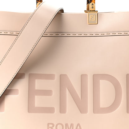 Fendi Vitello King Plexiglass Logo Embossed Medium Fendi Sunshine Shopper Tote Light Rose 7 of 9