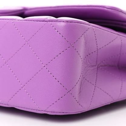 Chanel Lambskin Quilted Medium Double Flap Purple 10 of 12