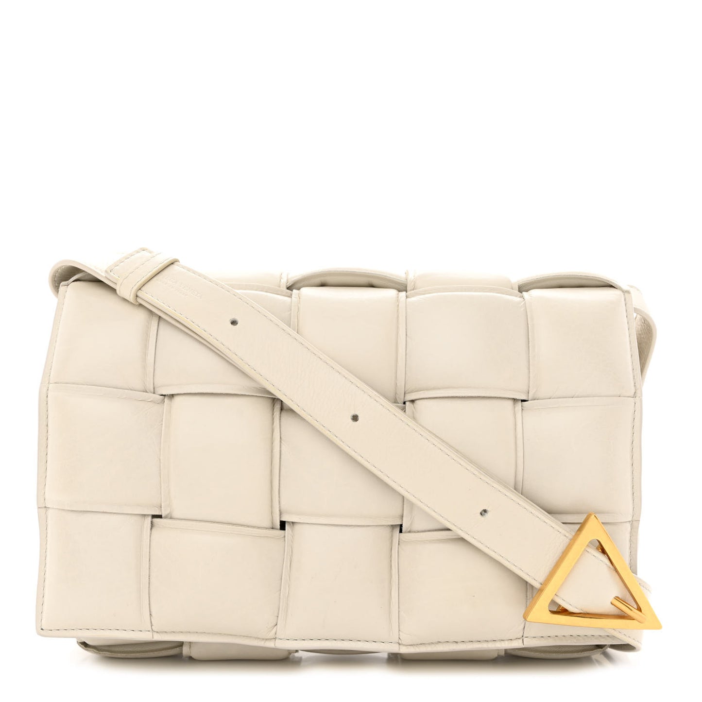 Paper Calfskin Maxi Intreccio Padded Cassette Crossbody Bag White