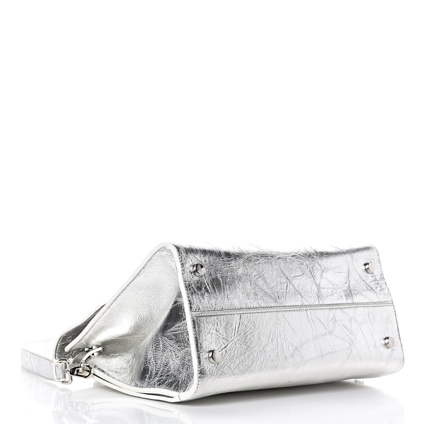 Metallic Calfskin Medium Diorever Flap Silver