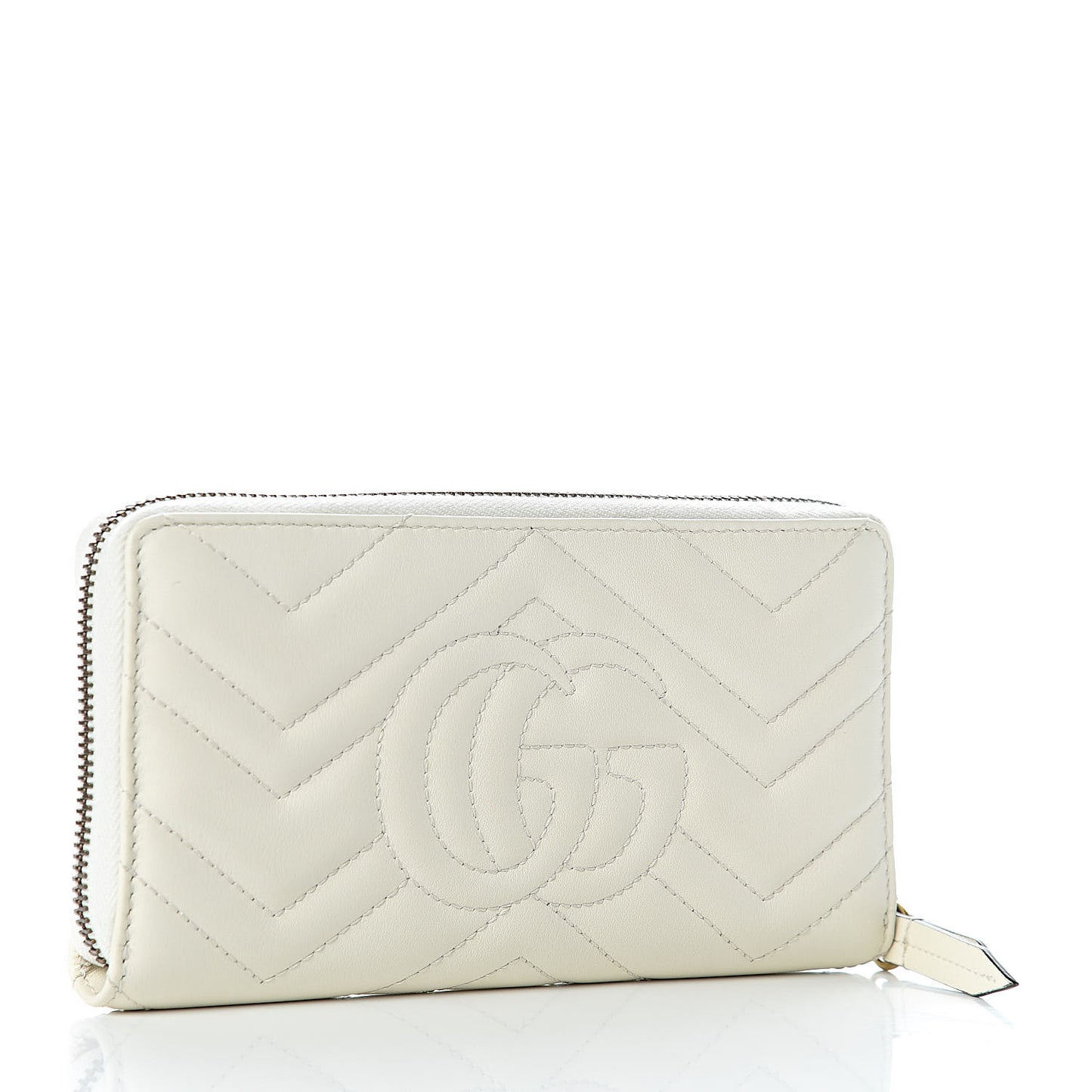 Calfskin Matelasse GG Marmont Zip Around Wallet White
