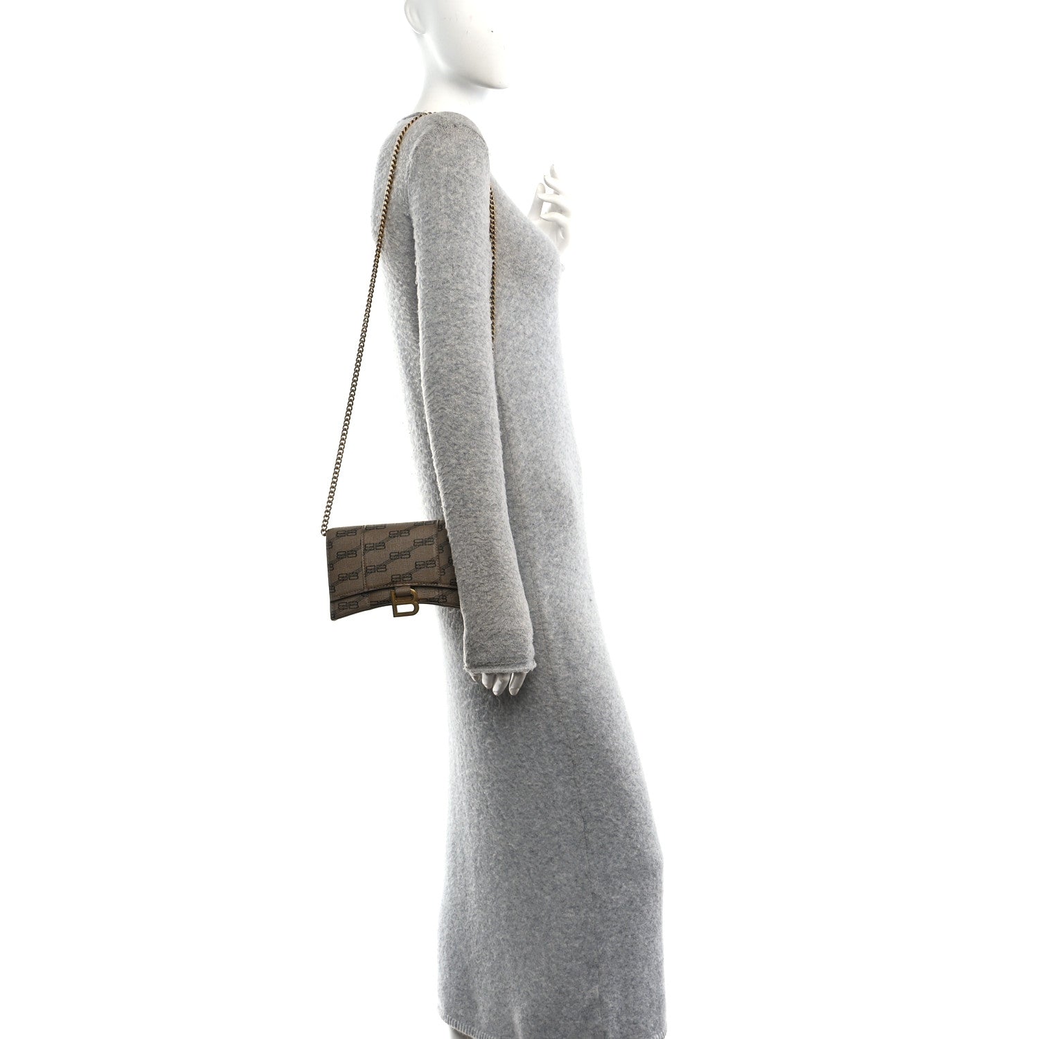 Balenciaga Coated Canvas BB Monogram Hourglass Chain Bag Beige Brown 2 of 11