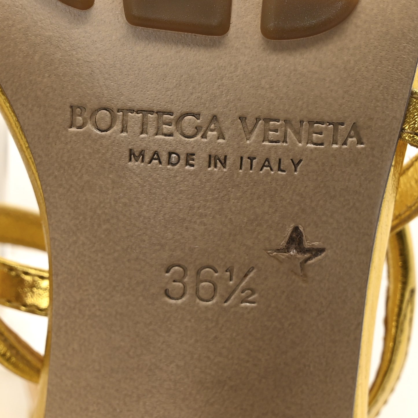 Laminated Calfskin The Line 90mm Sandals 36.5 Gold