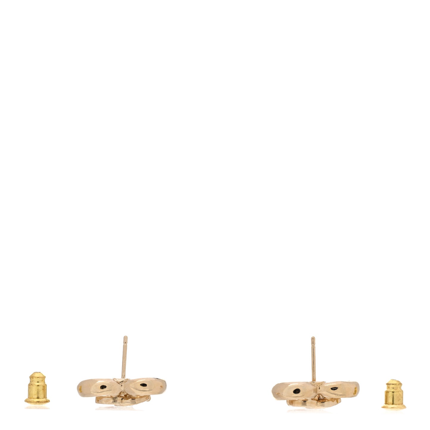 Metal Crystal CC Logo Heart Earrings Gold