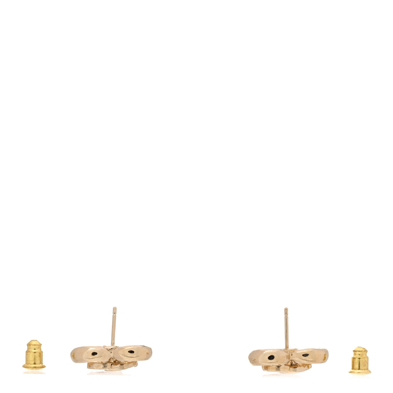 Chanel Metal Crystal CC Logo Heart Earrings Gold 3 of 5