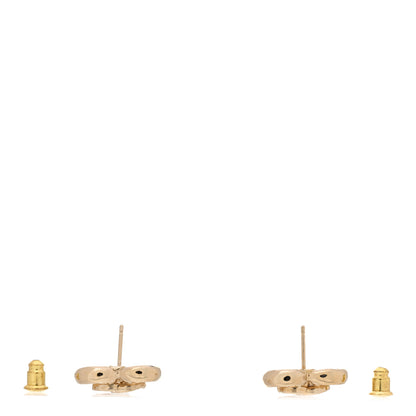 Chanel Metal Crystal CC Logo Heart Earrings Gold 3 of 5
