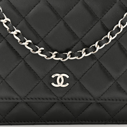 Chanel Lambskin Quilted Wallet On Chain WOC Black 10 of 13