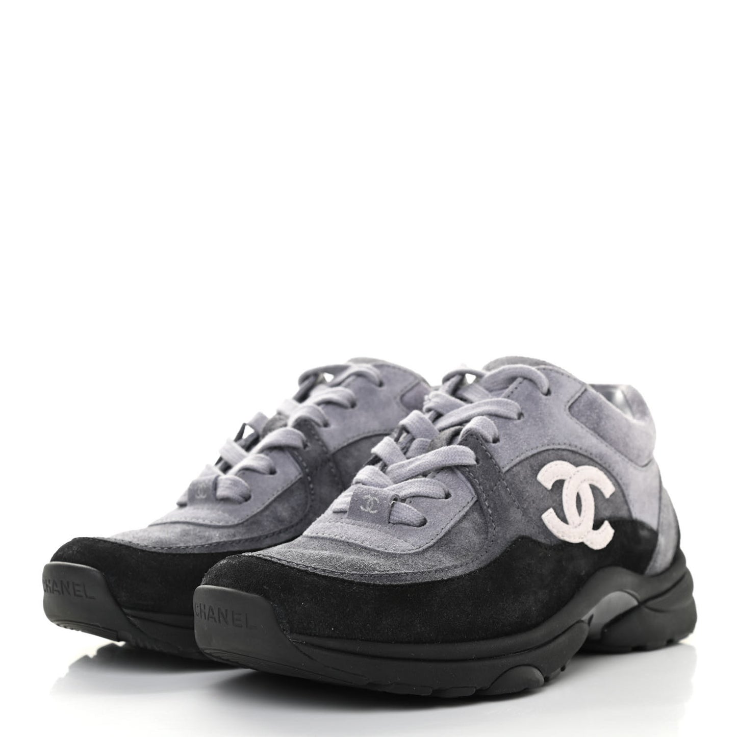 Suede Calfskin CC Sneakers 35.5 Black