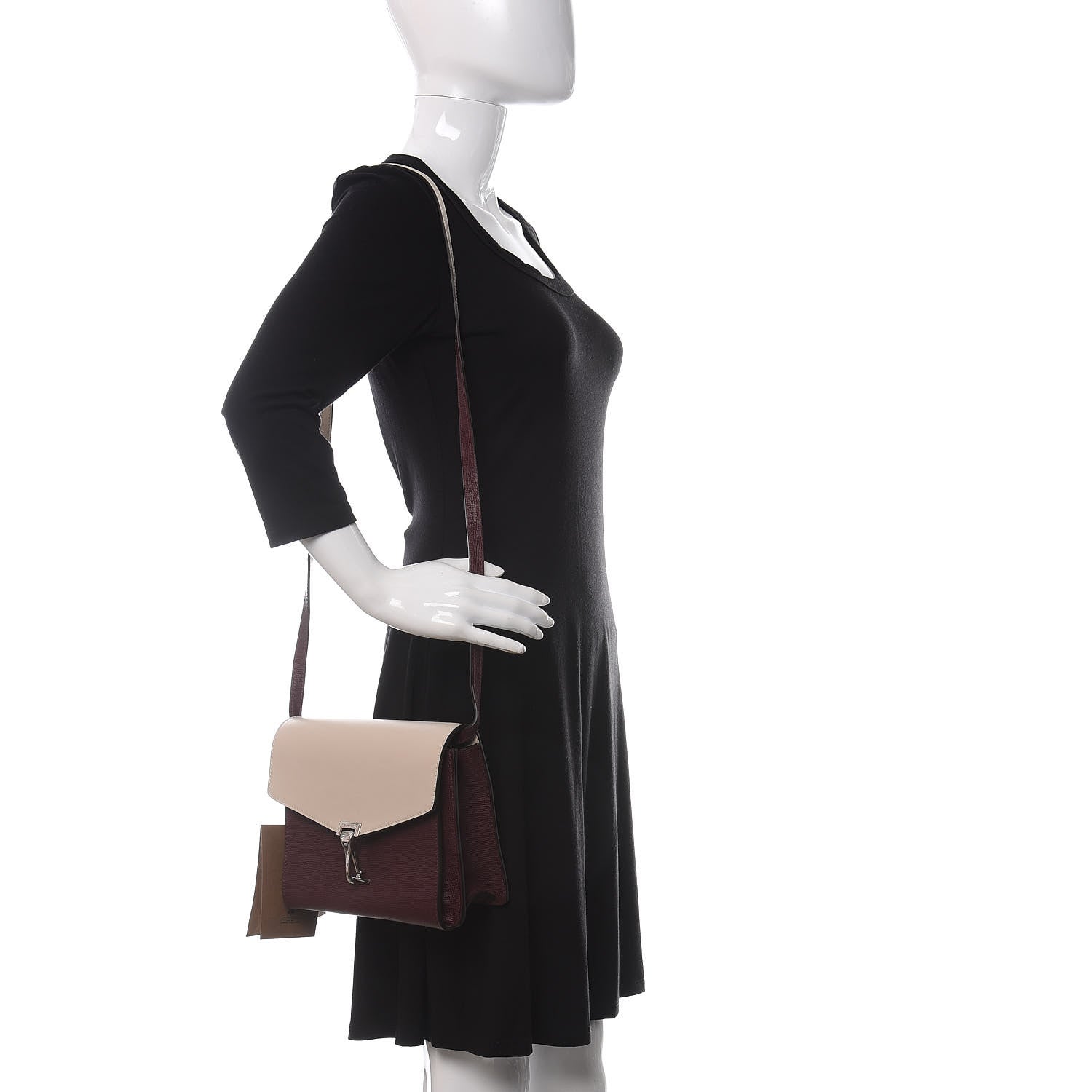 Burberry Derby Calfskin Bi-Color Small Macken Crossbody Bag Mahogany Red Limestone 2 of 9