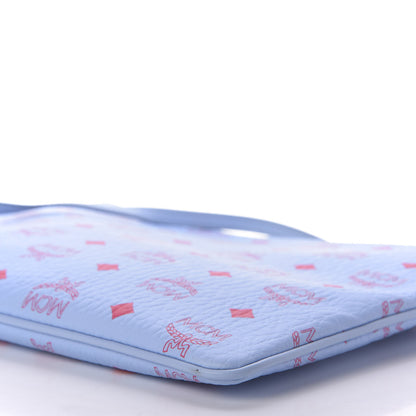 MCM Visetos Original Medium Pouch Light Blue Red 7 of 9