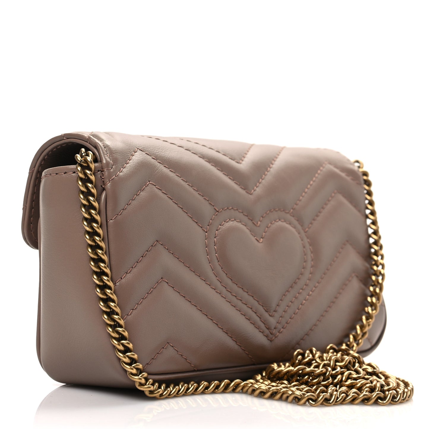 Calfskin Matelasse Super Mini GG Marmont Shoulder Bag Porcelain Rose