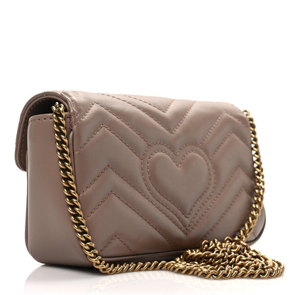 Gucci Calfskin Matelasse Super Mini GG Marmont Shoulder Bag Porcelain Rose 3 of 9