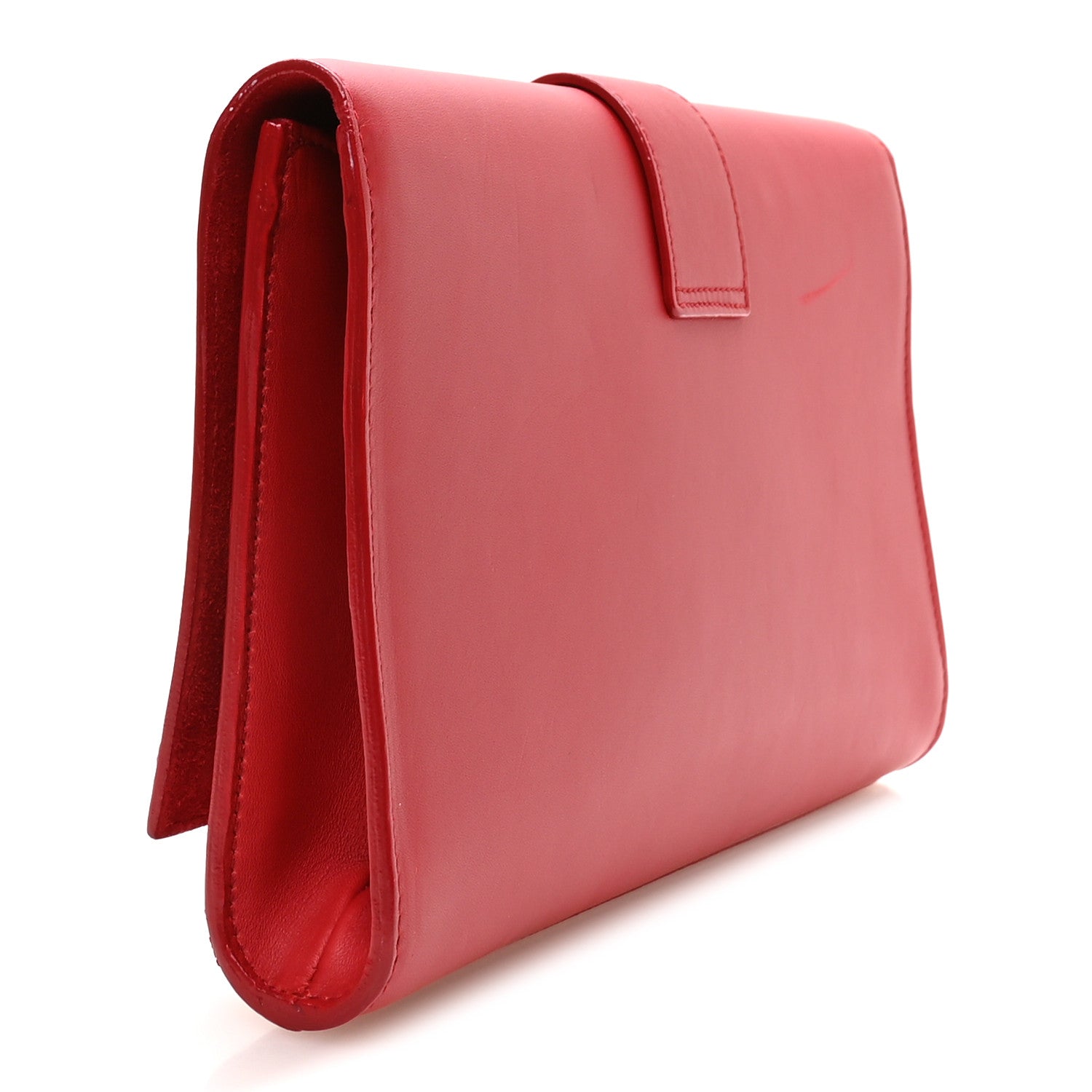 Saint Laurent Calfskin Classic Y Ligne Clutch Red 3 of 7