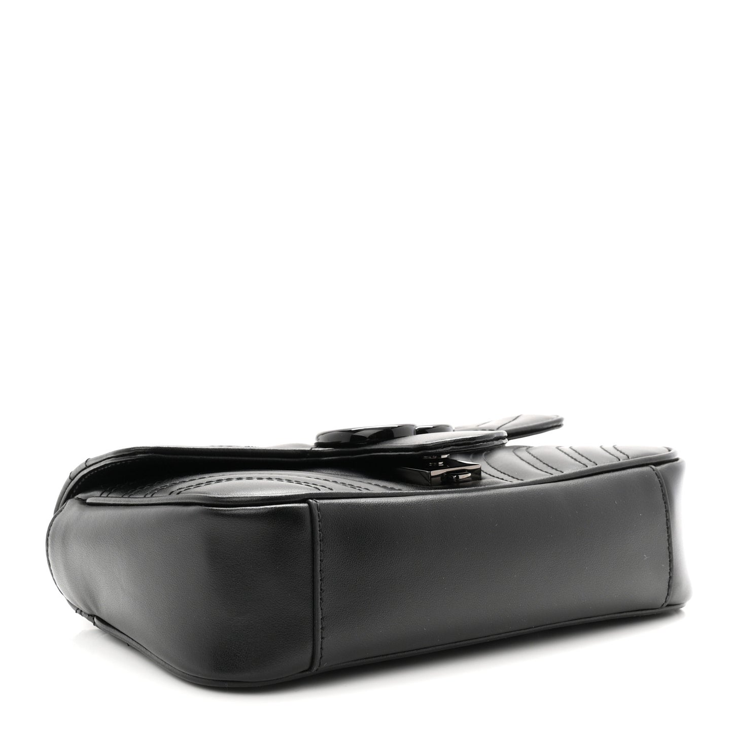 Calfskin Matelasse Monochrome Mini GG Marmont Shoulder Bag Black